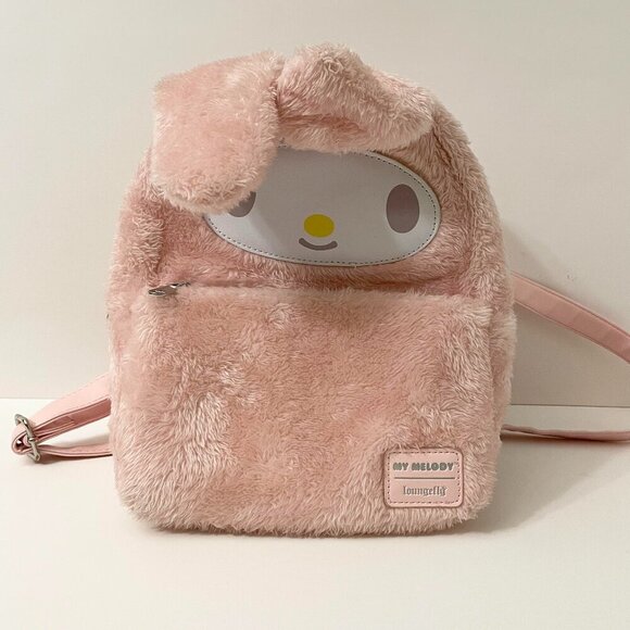Loungefly Sanrio My Melody Fuzzy Mini Backpack Bag Flaws - Picture 1 of 16